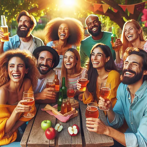 Realistic stock image of people enjoying sidra